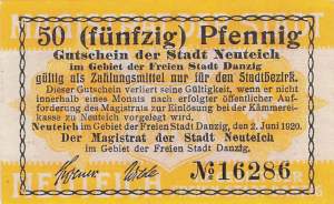 Danzig Neuteich 50  Goldpfennig 1920